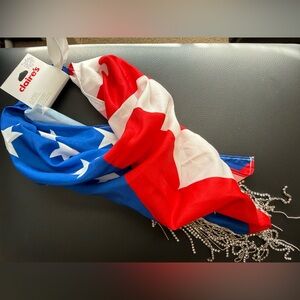 Red, White, and Blue Scarf with Fringe